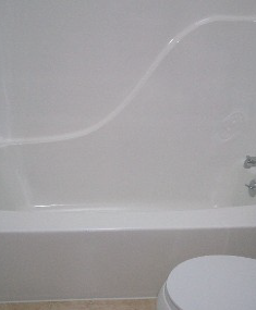 Almond Fiberglass One PIece Tub and Shower Refinished to White