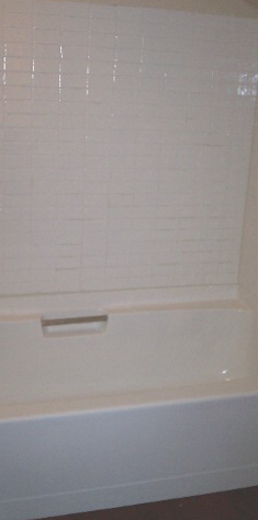 Brown Tile and Almond Tub Resurfaced To White