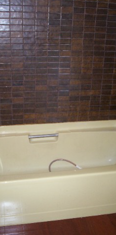 Brown Tile and Almond Tub Resurfaced To White