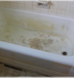 Calcified and Stained Steel Tub Refinished to White