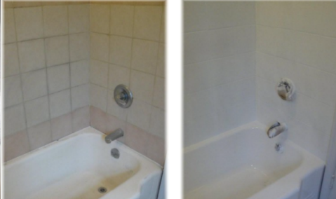 Cast Iron Tub and Tile Walls Refinished To White