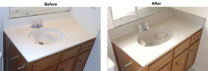 Cultured Marble Vanity Refinished In Silverstone Stone Fleck