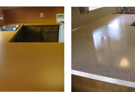 Dated Kitchen Counter Refinished in Cliff Stone Fleck
