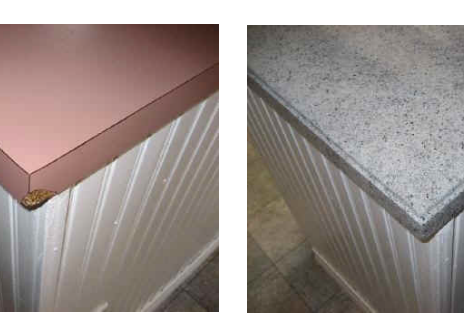 Pink Formica Kitchen Counter Repair and Refinished in Granite Stone Fleck